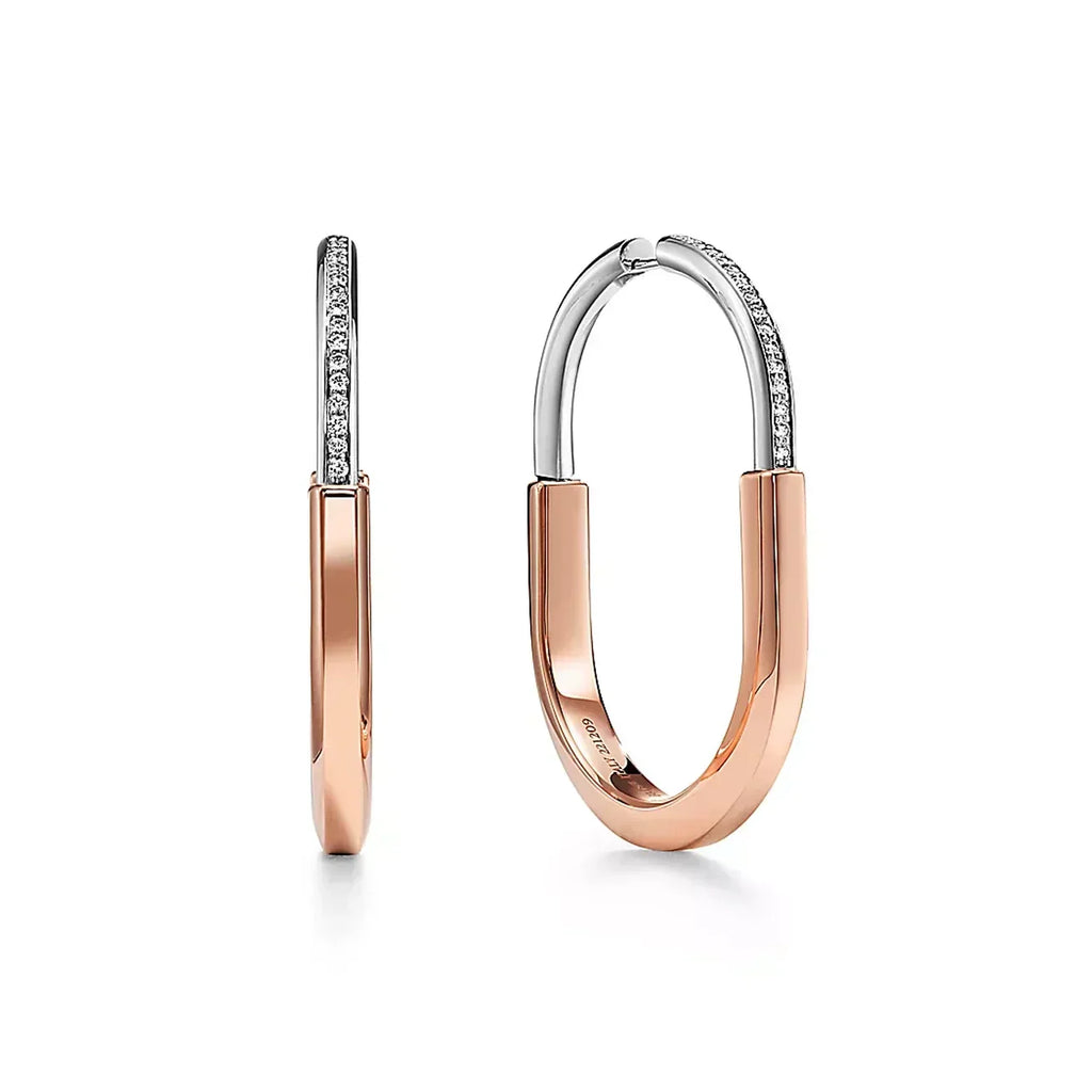 18K Tiffany Lock Diamond Earrings