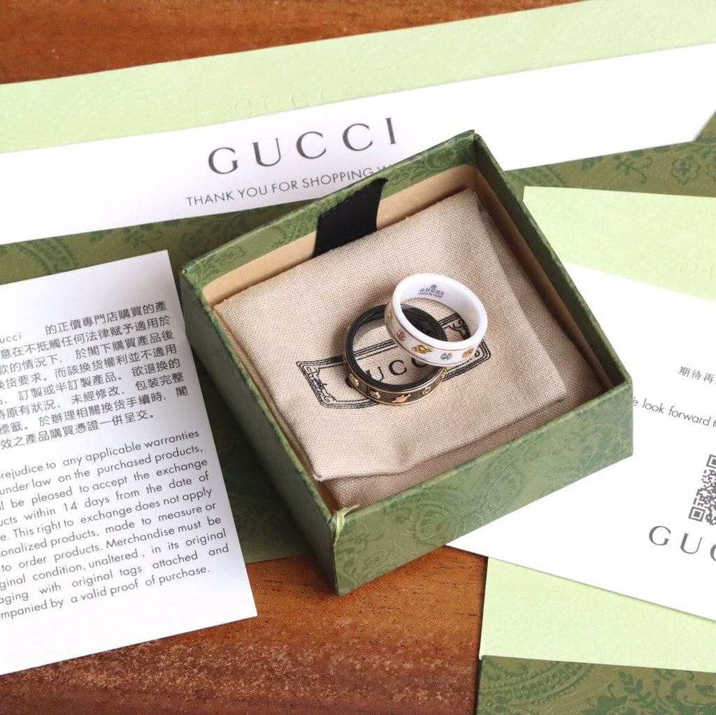 18K Double Gucci Icon With Gemstones Corundum Ring