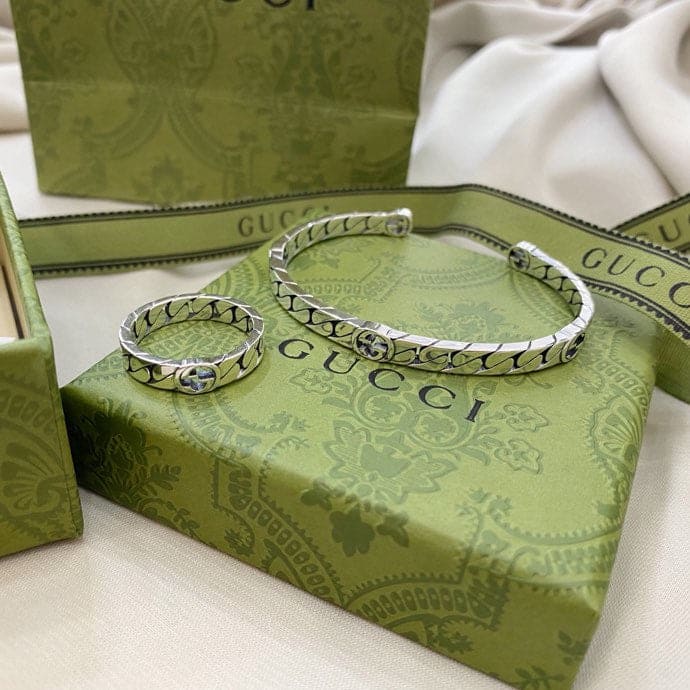 Double Gucci Interlocking Gucci Cuff Bracelet