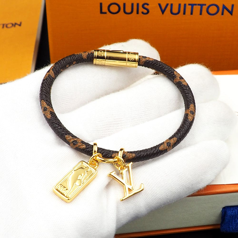 18K Louis Vuitton NBA Hang It Leather Bracelet