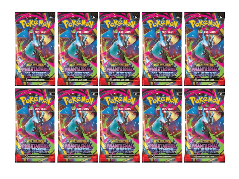 2025 Pokémon Mega Evolution Phantasmal Flames Mega Charizard X Booster Pack 10x Lot