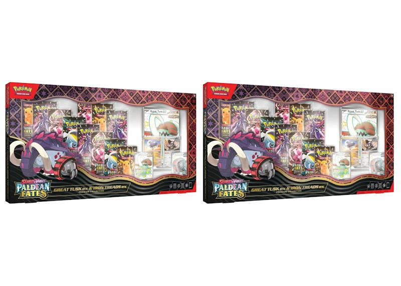 2025 Pokémon Scarlet & Violet Paldean Fates Great Tusk ex & Iron Treads ex Premium Collection Box 2x Lot