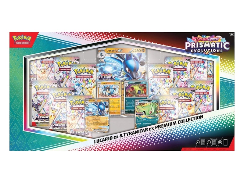 2025 Pokémon Scarlet & Violet Prismatic Evolutions Lucario ex & Tyranitar ex Premium Collection (Sam's Club Exclusive)