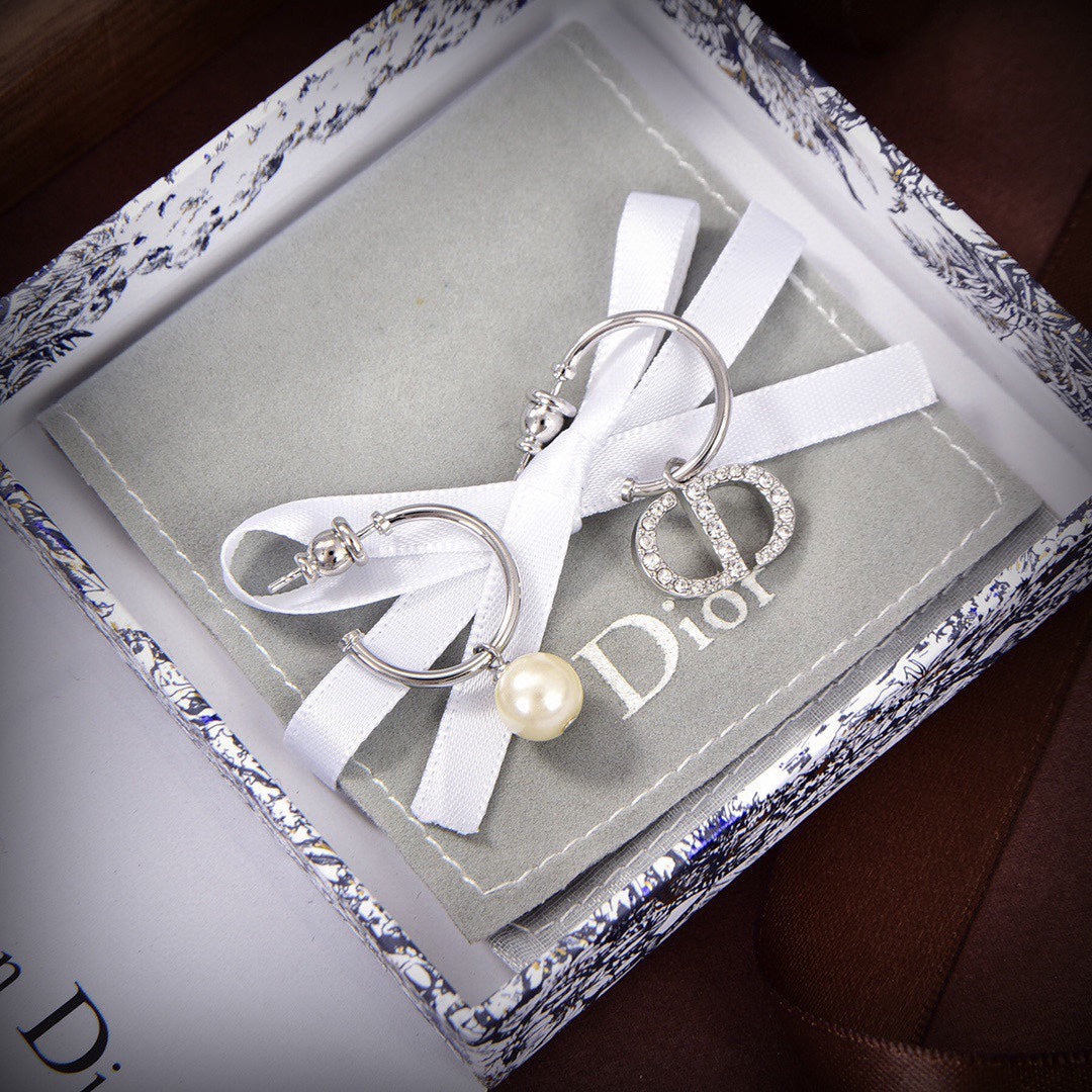 18K Petit Dior Pearl Earrings