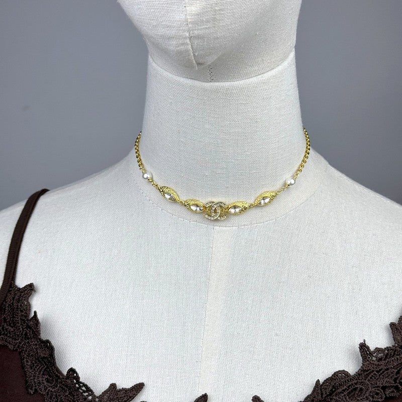 18K  Chanel 26C Crystal Gold Necklace