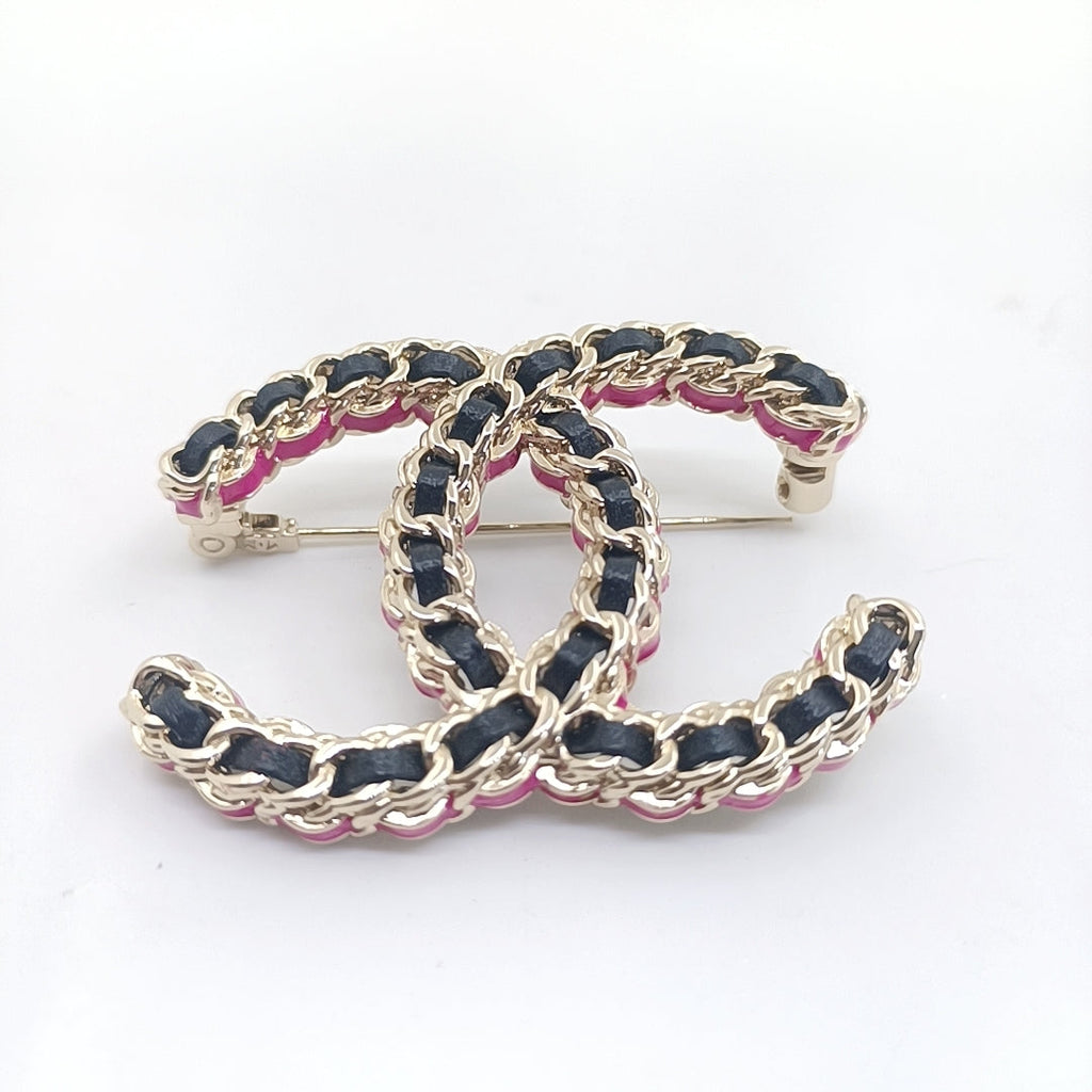 18K  Chanel Leather Pink Brooch