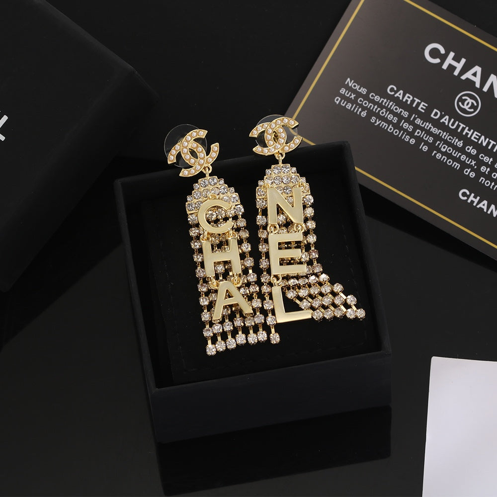 18K  Chanel Letter Earrings