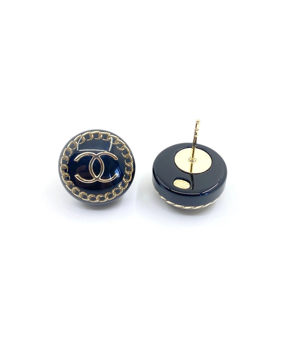 18K  Chanel Circle Resin Earrings
