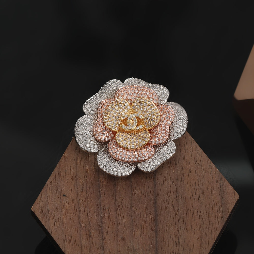 18K  Chanel Camellia Pink Diamonds Brooch