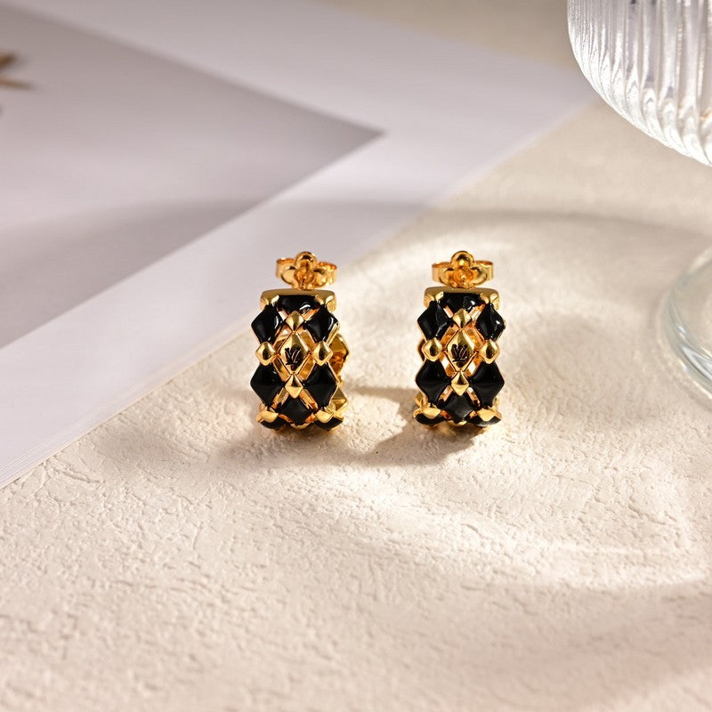 18K Louis Vuitton Leather Earrings