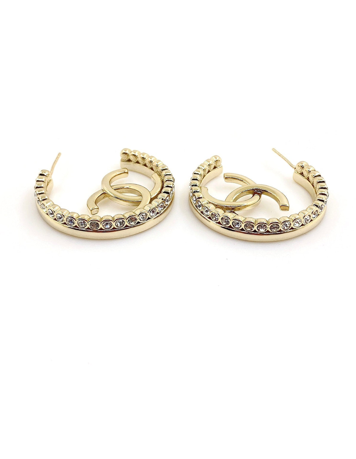 18K  Chanel Circle Crystals Earrings