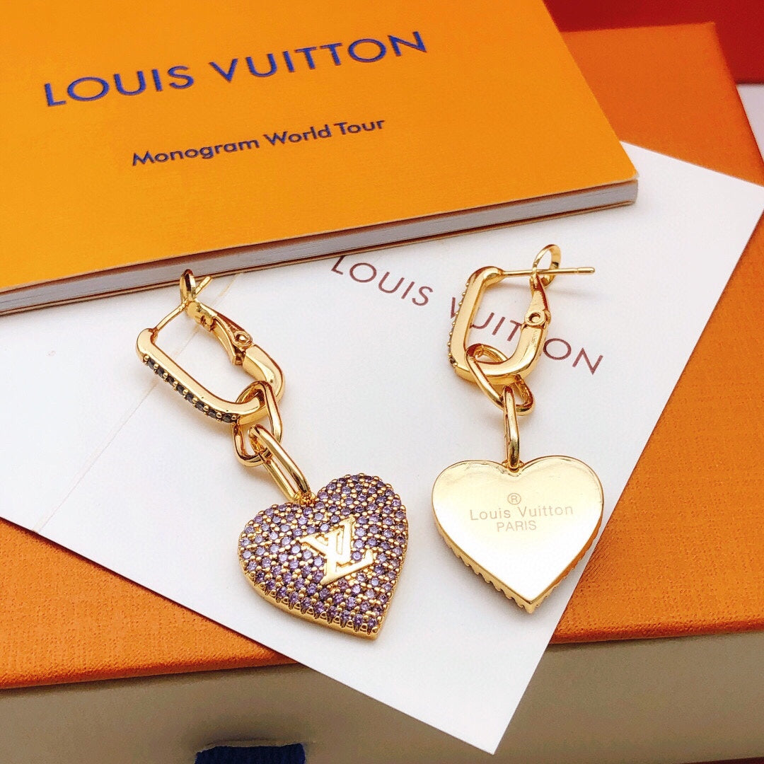 18K Louis Vuitton Heart Diamond Earrings