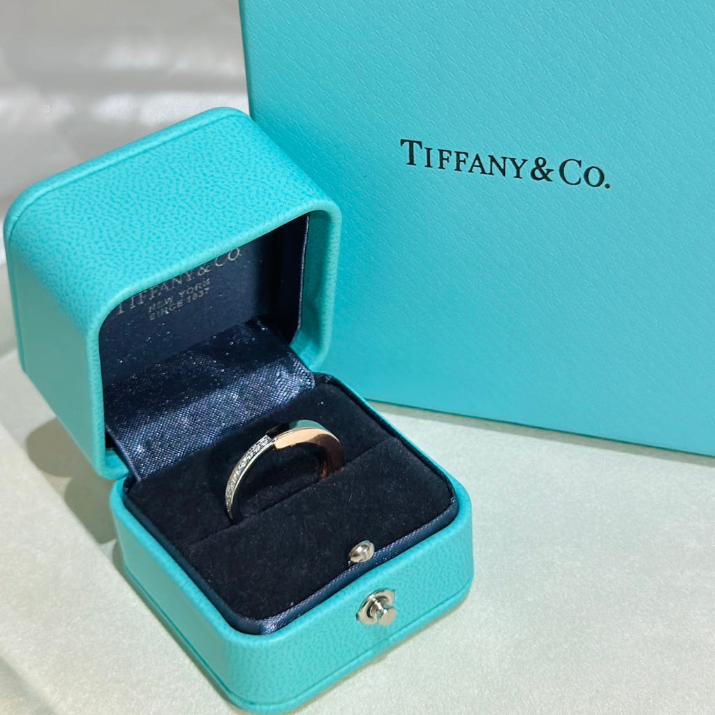 18K Tiffany Lock Diamond Rose Gold Ring