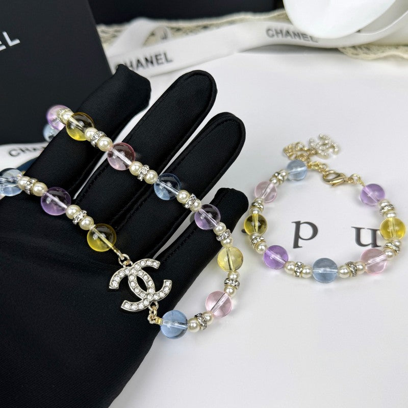 18K  Chanel 26C Color Crystal Necklace