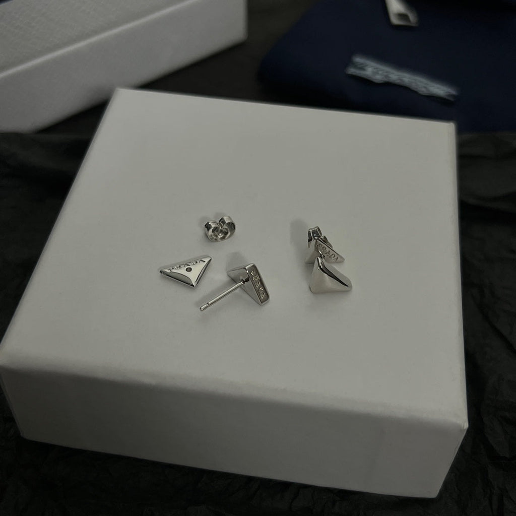 18K Prada Triangle Earrings