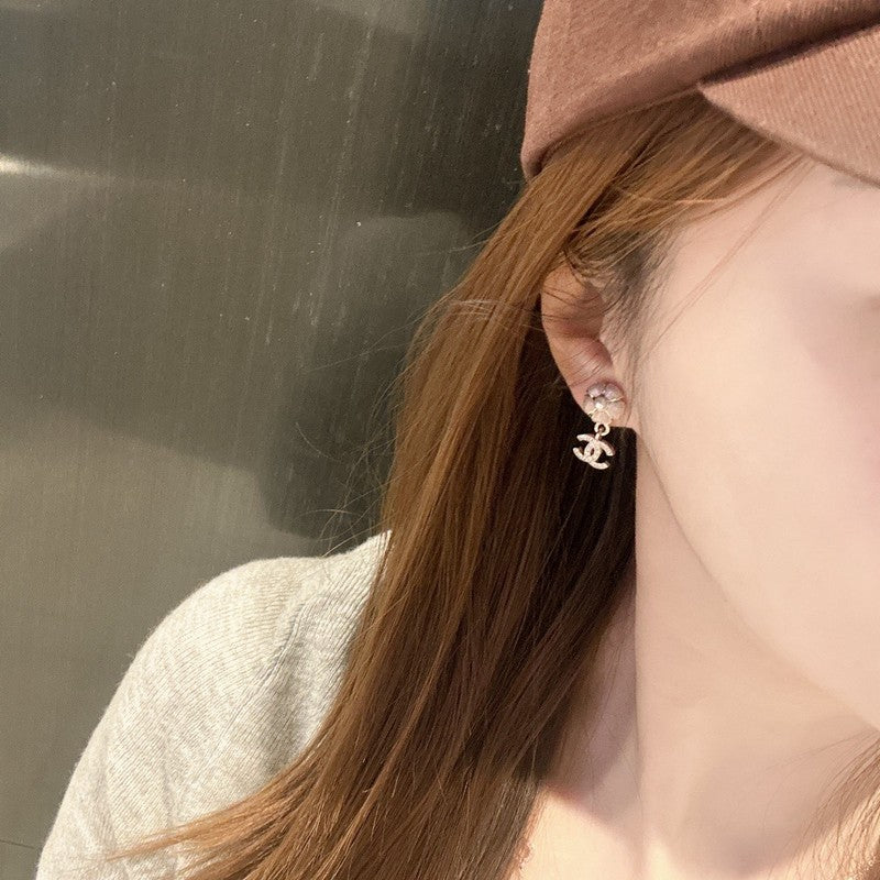 18K  Chanel 26C Pink Camellia Diamond Earrings
