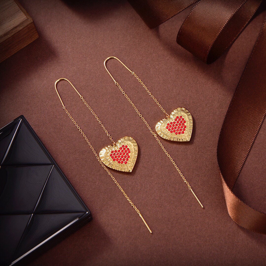 18K Valentino Red Heart Earrings