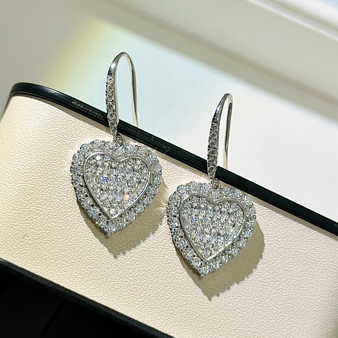 18K Tiffany Heart Diamonds Earrings
