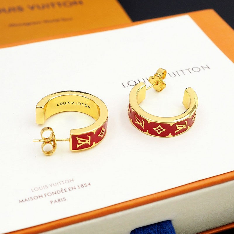 18K Louis Vuitton Nanogram Enamel Earrings