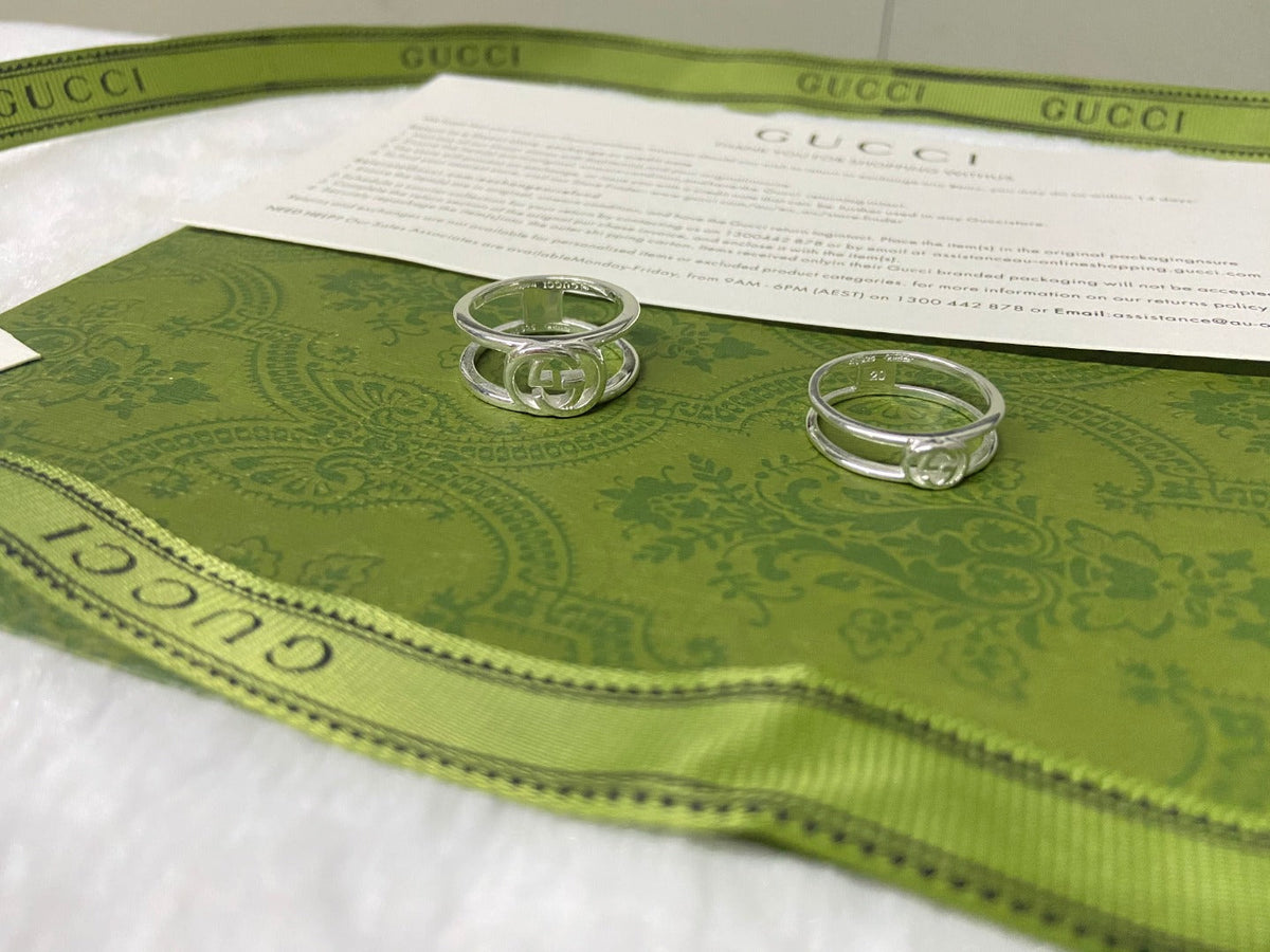 Double Gucci Interlocking Gucci Wide Open Ring