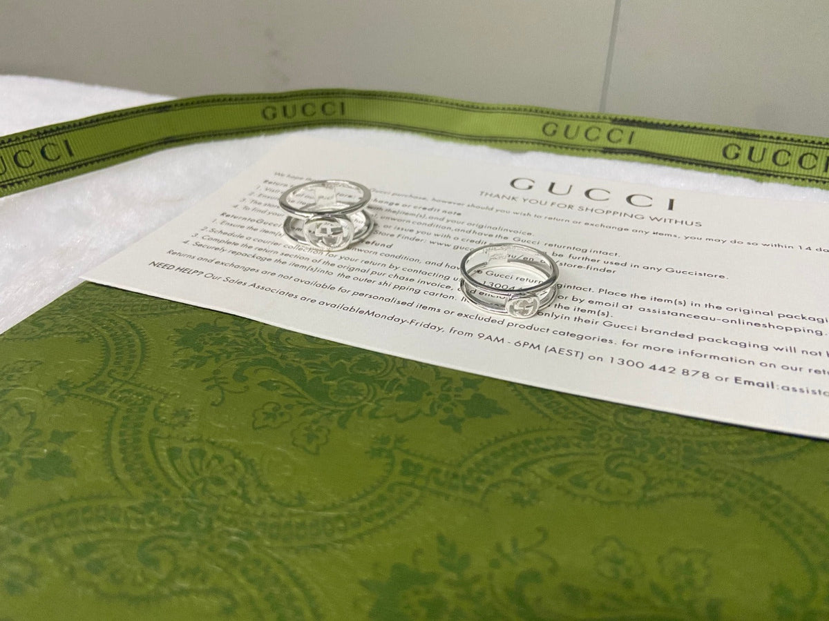 Double Gucci Interlocking Gucci Thin Open Ring