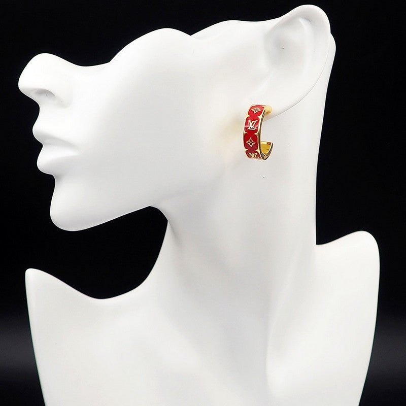 18K Louis Vuitton Nanogram Enamel Earrings