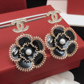 18K  Chanel Camellia Diamond Earrings