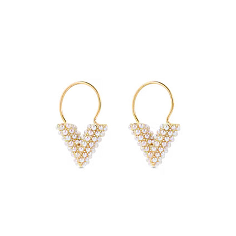 18K Louis Vuitton Essential V Perle Hoop Earrings